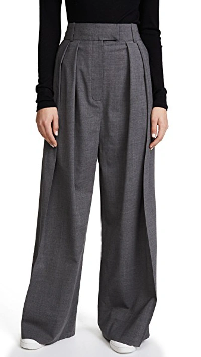 A.w.a.k.e. High-rise Pleated Wool-blend Trousers In Gray