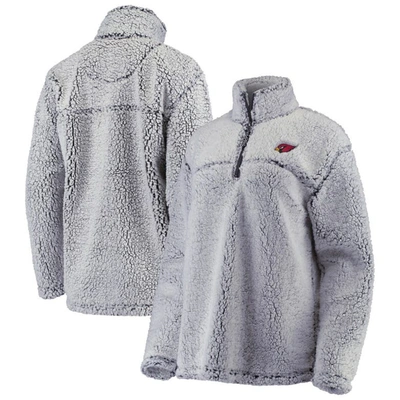 G-iii 4her By Carl Banks Gray Arizona Cardinals Sherpa Quarter-zip Pullover Jacket