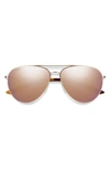 Smith Layback 60mm Chromapop™ Polarized Aviator Sunglasses In Rose Gold / Rose Gold Mirror