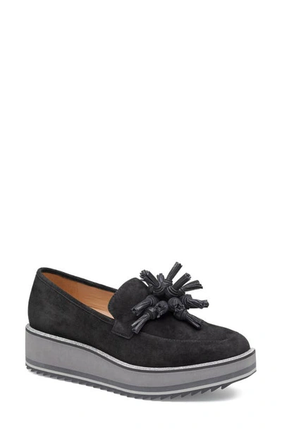 Johnston & Murphy Gracelyn Tassel Loafer In Black Suede