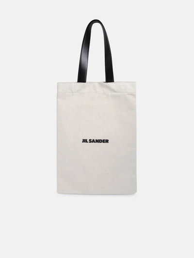 Jil Sander Ecrù Cloth Shopper Flat Bag In White