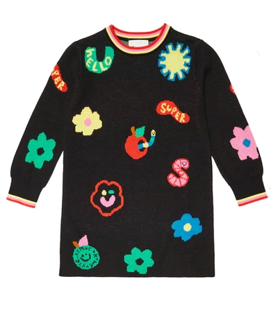 Stella Mccartney Kids' Jacquard-knit Sustainable-cotton Dress In Black