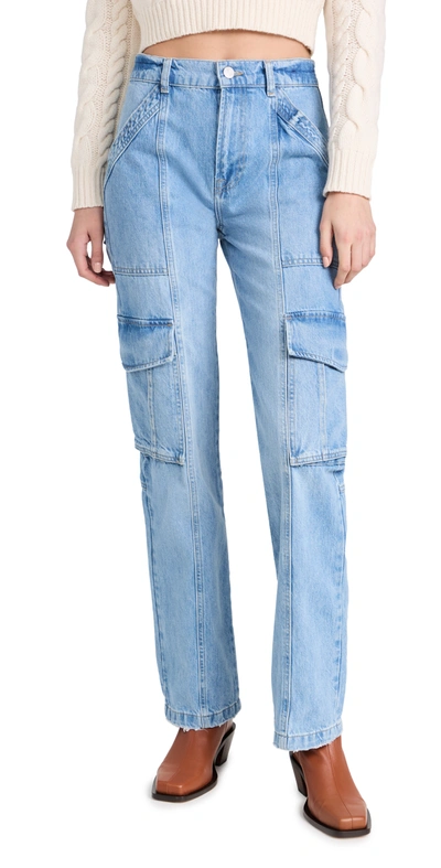 Frame Cotton High Rise Straight Leg Utility Jeans In Acapella