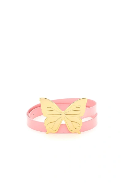 Blumarine Butterfly Buckle Belt In Pink