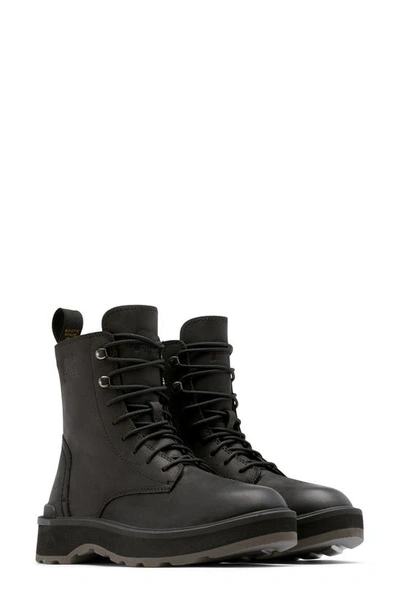 Sorel Hi-line Lace Suede & Leather Boot In Black