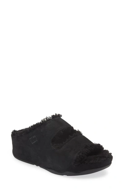 Fitflop Shuv Genuine Shearling Lined Sandal In All Black