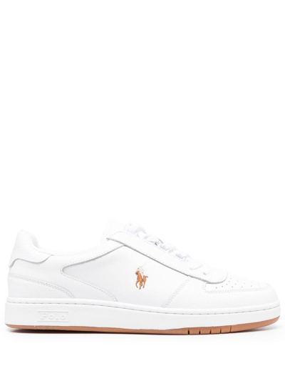 Polo Ralph Lauren Polo Court 皮质低帮运动鞋 In White