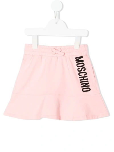 Moschino Kids' Logo-print Peplum Skirt In Pink