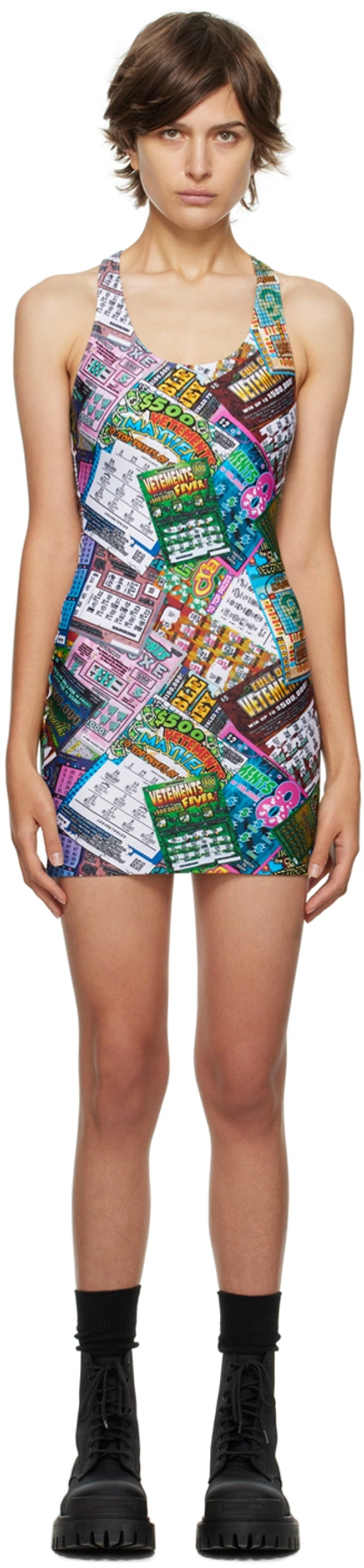 Vetements Lottery Open Back Mini Dress 'lottery' In Multi-color