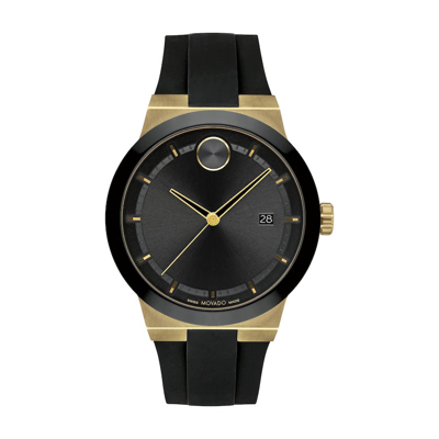 Movado Men's Swiss Bold Black Silicone Strap Watch 42mm In Black / Gold Tone
