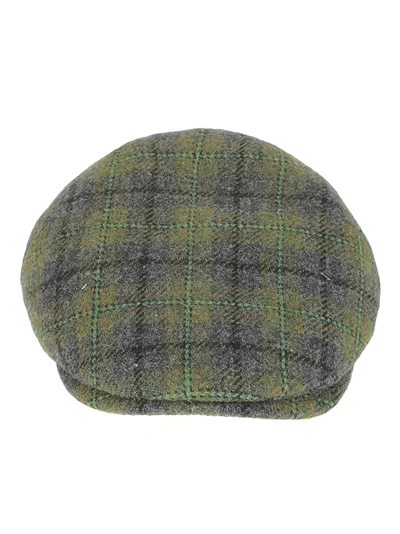 Borsalino Check-pattern Wool Flat Cap In A Green