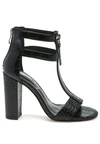 London Rag Felicity Zip Up Croc Textured Sandals In Black