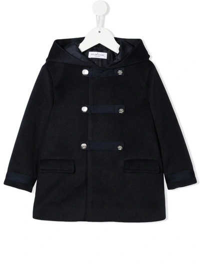 Colorichiari Kids' Embossed-button Double-breasted Coat In Blue