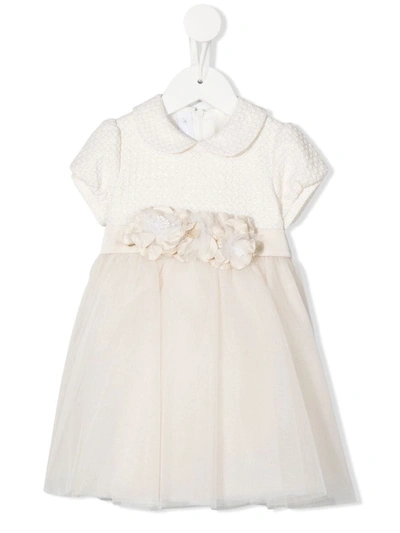 Colorichiari Babies' 3d Floral-detail Occasion Dress In White