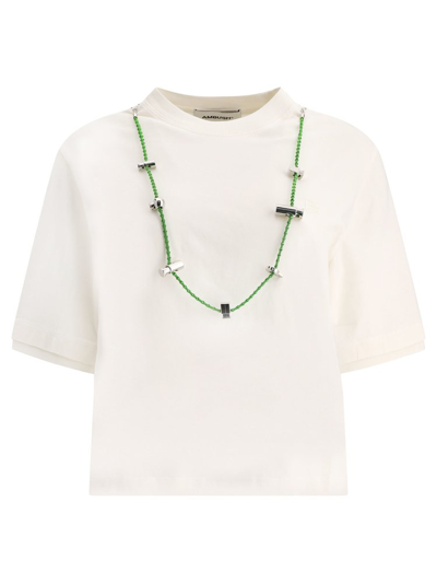 Ambush Drawstring-embellished Cotton-jersey T-shirt In White