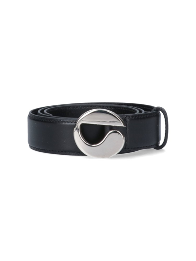 Coperni Logo-buckle Leather Belt In Black