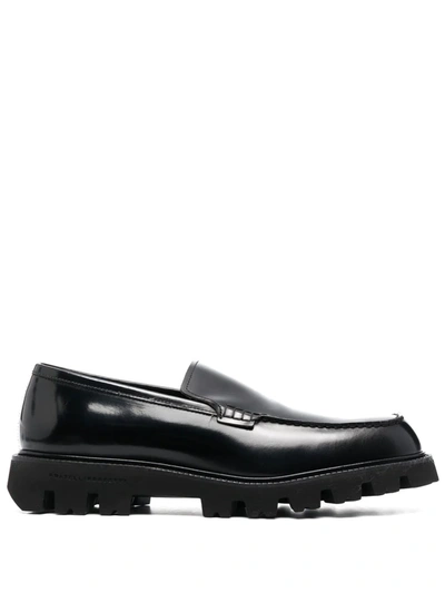Fratelli Rossetti Ridged-sole Patent-leather Loafers In Schwarz
