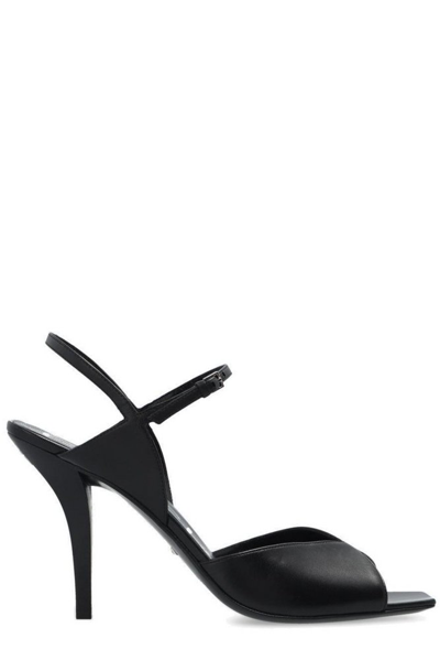 Gucci Leather Slingback Sandals In Black