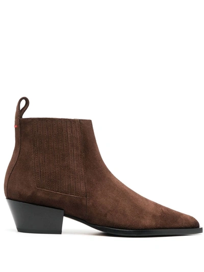 Aeyde Bea Elasticated Side Panel Boots In Brown