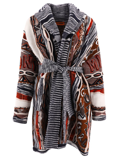 Missoni Mixed Pattern Belted Cardi-coat In Multicolor