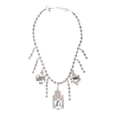 Alessandra Rich Crystal-drop Necklace In Silver