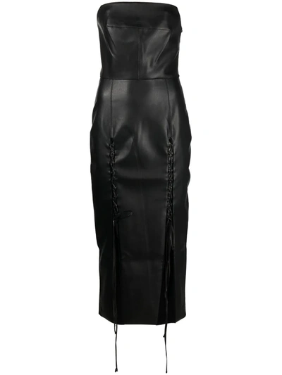 Aleksandre Akhalkatsishvili Lace-up Sleeveless Faux Leather Dress In Black