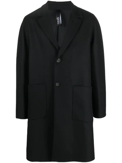 Hevo Buttoned-up Single-breasted Coat In Black