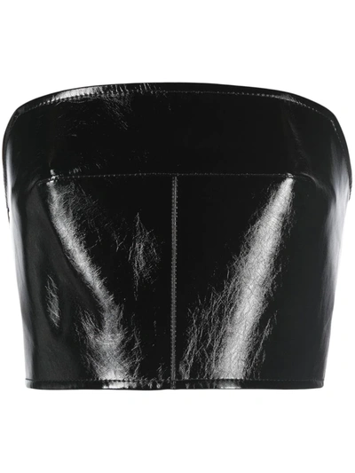 Aleksandre Akhalkatsishvili Faux Patent-leather Corset Top In Black