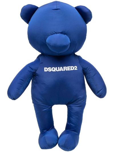 Dsquared2 Logo-print Teddy Bear Keychain In Blue