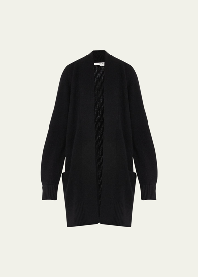 Vince Cashmere Shawl-collar Open-front Cardigan In Black