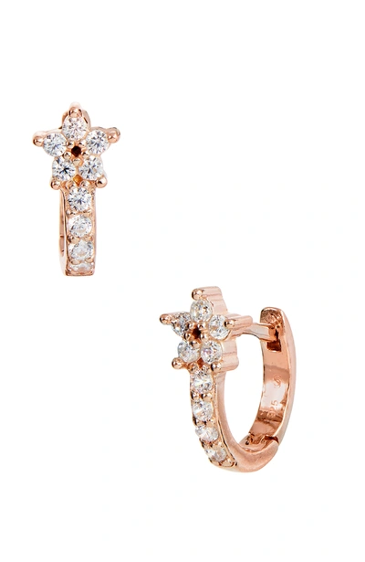 Savvy Cie Jewels Sterling Silver Cz Huggie Hoop Earrings In White