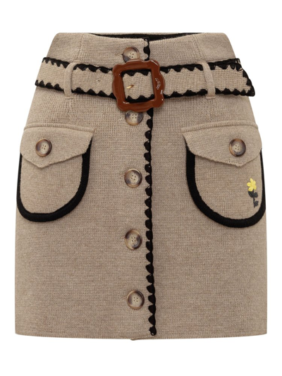 Cormio Helga Belted Knit Mini Skirt In Multicolor