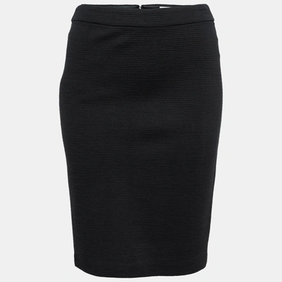 Pre-owned Armani Collezioni Black Wool Stretch Pencil Skirt S