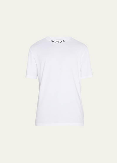Moncler Men's Logo-neck T-shirt In White