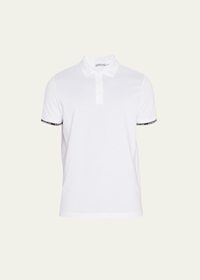 Moncler Men's Polo Shirt Logo Taping In White