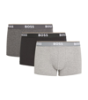 Hugo Boss Three-pack Of Stretch-cotton Trunks With Logo Waistbands In Light Grey