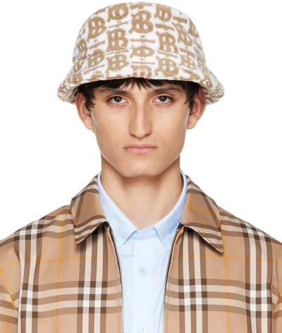 Burberry Monogram-pattern Cotton-towelling Bucket Hat In Camel Ip Pat