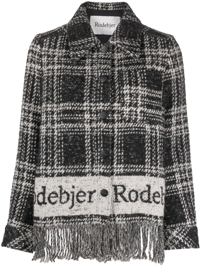 Rodebjer Olivia Logo Checked Wool Jacket In Black