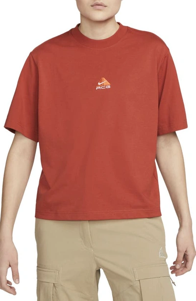 Nike Embroidered Logo Relaxed Fit T-shirt In Cinnabar