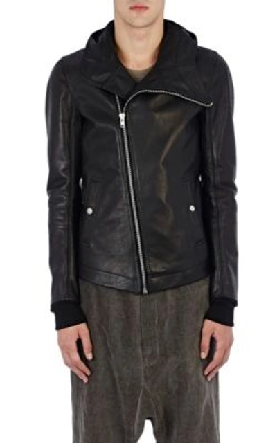 Rick Owens Leather Hooded Bullet Jacket In Black ModeSens