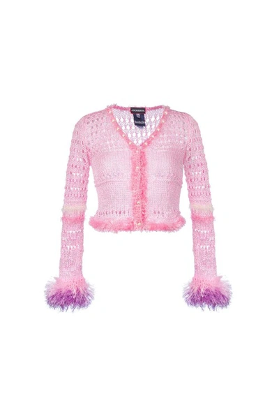 Andreeva Baby Pink Handmade Knit Sweater In Pink/purple