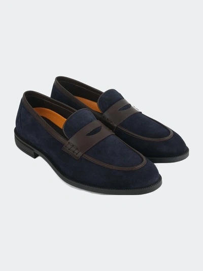 Vellapais Men's Leather Loafers In Navy Blue