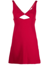 Ami Alexandre Mattiussi Cut Out Stretch Viscose Mini Dress In Rosso