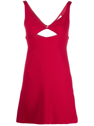 Ami Alexandre Mattiussi Cut Out Stretch Viscose Mini Dress In Red