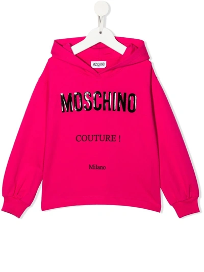 Moschino Kids' Logo-print Cotton Hoodie In Rosa