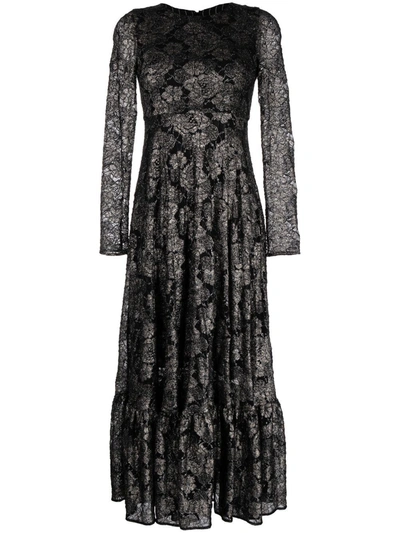 Antonio Marras Crocheted-lace Long-sleeve Dress In Schwarz