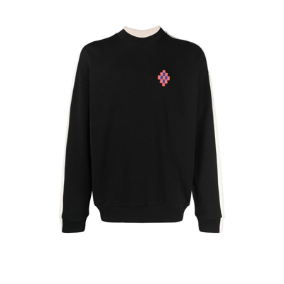 Marcelo Burlon County Of Milan Black Cross Patch Comfort Cotton Sweatshirt In Black Ecru