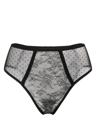 Dolce & Gabbana Lace-detail High Waisted Briefs In Black