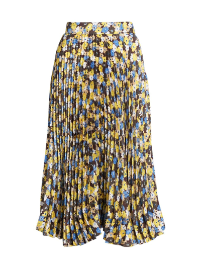 Plan C Floral Pleated Skirt In Multicolor