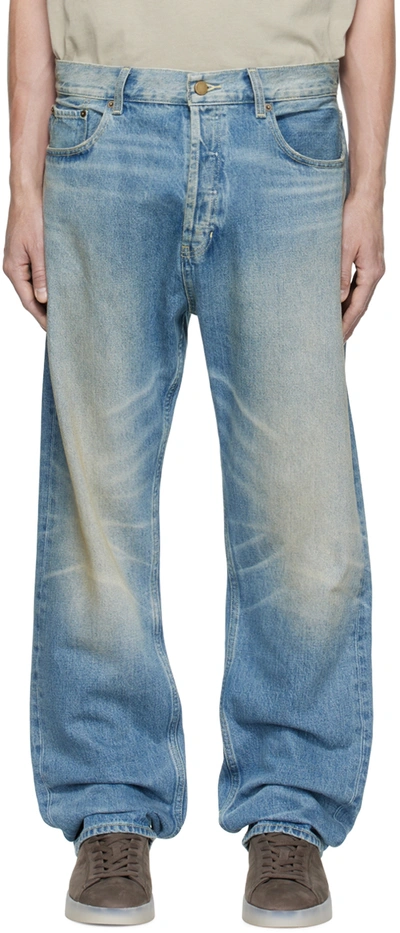 Essentials Low-rise Straight Jeans In Blue